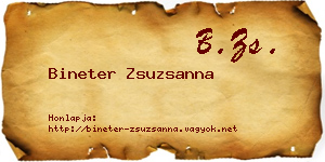 Bineter Zsuzsanna névjegykártya